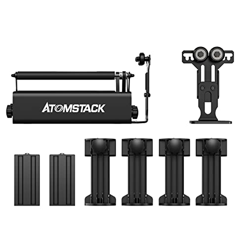 Bisofice Atomstack R3 Pro Rotary Roller Laser Rotationswalze für Lasergravierer, 360° Y Achsen Rotationswalzen Gravur für Laser Graviermaschine, Gravieren von Zylindrischen Objekten, Weinglas von Bisofice