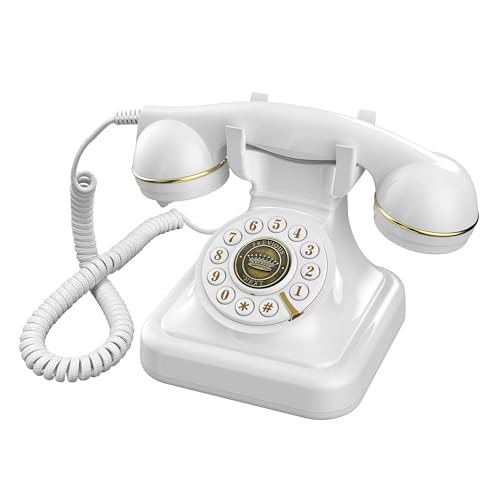 Bisofice Audio Gästebuch Hochzeit Telefon Audio Gästebuch Telefon Retro Weiß Hochzeitstelefon Unterstützung für benutzerdefinierte Audiomeldungen, für Partys, Hochzeiten, Geburtstage, Jubiläen von Bisofice