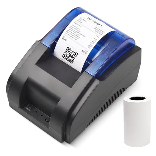 Bisofice Bondrucker 58mm USB/Bluetooth Bondrucker Desktop Thermodrucker Belegdrucker mit 1 Rollen Papier, Kompatibel mit Windows/Linux/Android/iOS,Unterstützung ESC/POS-Befehl von Bisofice