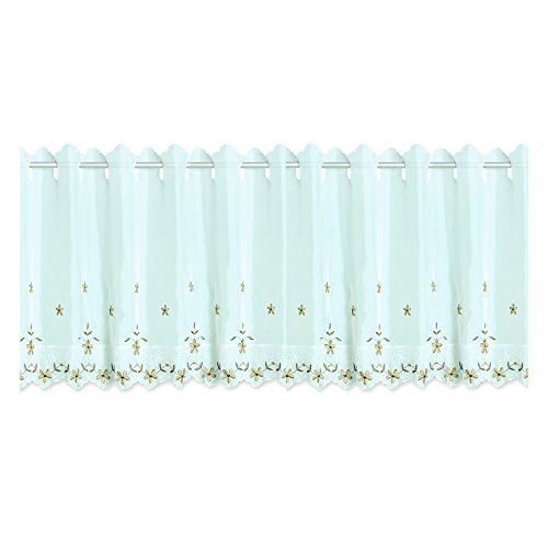 Bistrogardine Leonie ca. 155x45 cm Cafehaus Gardine weiß transparent Voile Fenstergardine Vorhang Bestickt #1295 (Gerbera) von Bistro Gardine