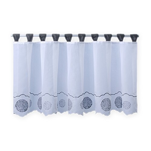 Bistrogardine Punkte ca. 155x45 cm Cafehaus Gardine transparent Voile Fenstergardine Vorhang #1279 (grau) von Bistro Gardine