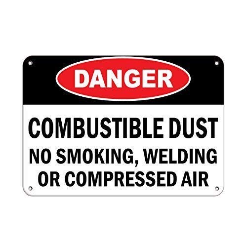 Julycc Metall-Blechschild mit Aufschrift "Danger Combustible Dust No Smoking/Welding/Compres A Metal Tin Sign Wall Decor Retro Fashion Chic Funny for Bar Cafe Garage Home Outdoor Courtyard 8x12 Inch von Bit