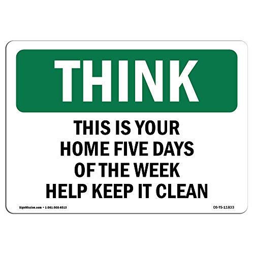SLALL Think Schild Home Five Days of the Week Help Keep It Clean Retro Straßenschild Haushalt Metall Blechschild Bar Cafe Auto Motorrad Garage Dekoration Supplies 30,5 x 20,3 cm von Bit