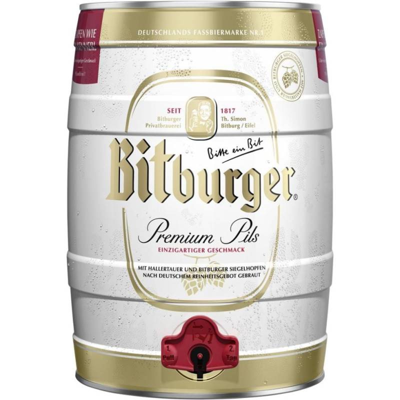 Bitburger Bier Premium Pils 5 l Party-Fass mit Zapfhahn von Bitburger