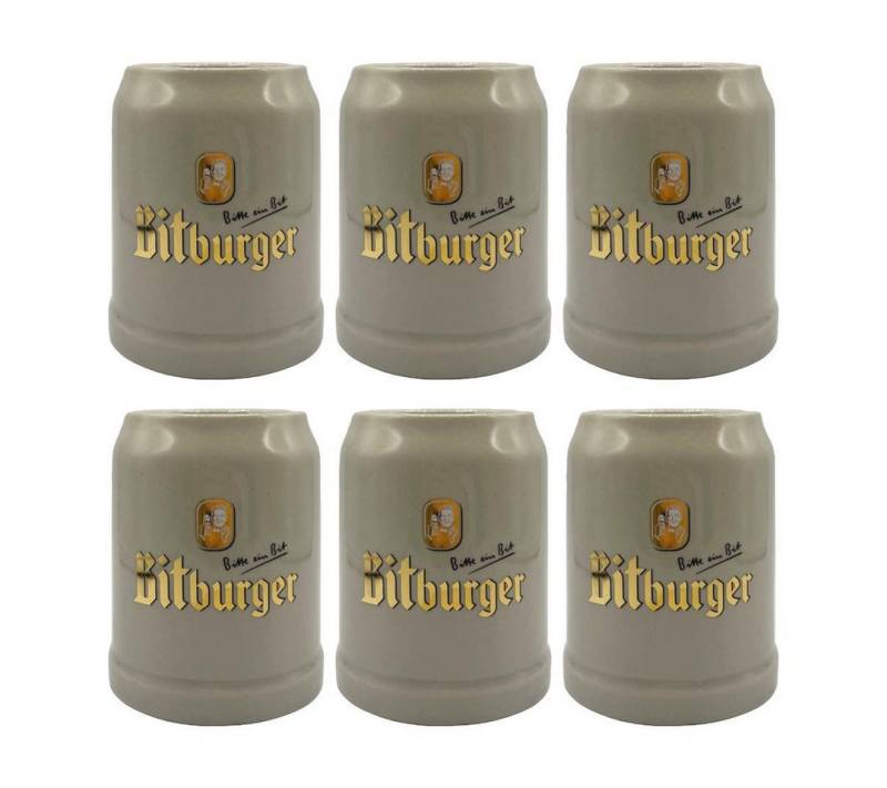 Bitburger Bierglas Bitburger Bierkrug Steingut 0,4L geeicht – klassisches Bierglas - B von Bitburger