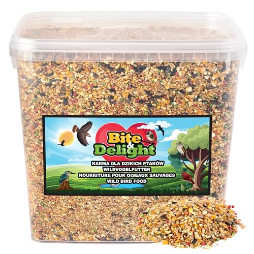 Bite & Delight Futter für Wildvögel - Wildvogelfutter für kalte Tage - mit Höherem Fettgehalt - Enthält Wichtige Nährstoffe - für den Winter auch Ganzjährig - ohne Zusatz von Zucker - 10000 ml von Bite & Delight