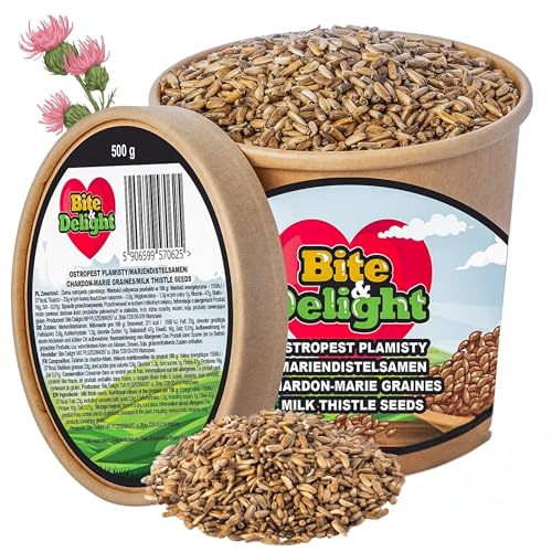 Bite & Delight Mariendistelsamen - Mariendistel natürlich - Mariendistel Samen - Tee - Mariendisteltee - Milk Thistle - Silybum marianum - Kräutertee - Silybum Marianum - 500g von Bite & Delight