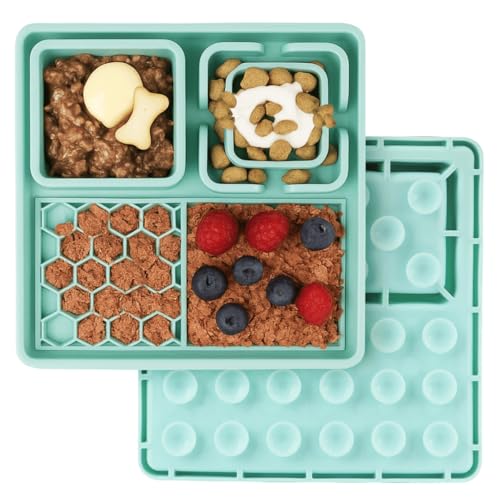 Bitesize Creations Leckmatte für Katzen & Hunde mit Saugnäpfen - 2-in-1 Silikon Leckpad & Puzzle Feeder - Tierfuttermatte für Angstlinderung & Langeweile - BPA-frei & Spülmaschinenfest - Türkis Bitesize Creations Leckmatte für Katzen & Hunde mit Saugnäpfen - 2-in-1 Silikon Leckpad & Puzzle Feeder - Tierfuttermatte für Angstlinderung & Langeweile - BPA-frei & Spülmaschinenfest - Türkis von Bitesize Creations