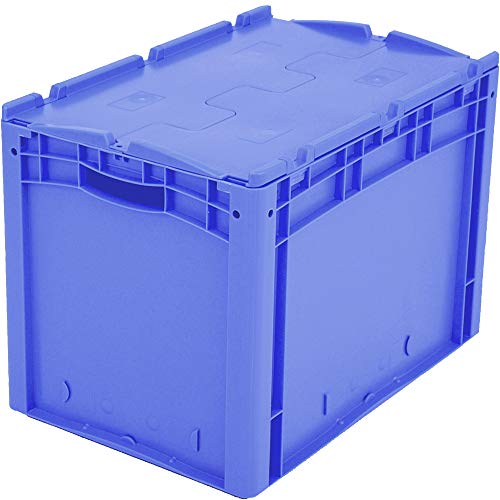BITO 43-18507 Eurostapelbehälter XL mit Anscharniertem Zweiteiligem Klappdeckel, 600 mm x 400 mm x 438 mm, 20 kg Inhaltsbelastung, Blau von Bito