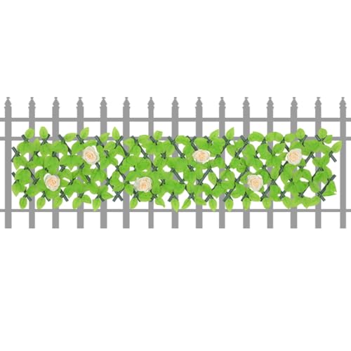 Erweiterbares Gitter mit Blättern, grüner Sichtschutzzaun - UV-beständiger Terrassen-Sichtschutzzaun, Balkon-Sichtschutzblätter,Einziehbare, dekorative Zaunelemente aus künstlichem Efeu, Sichtschutzza von Bitong