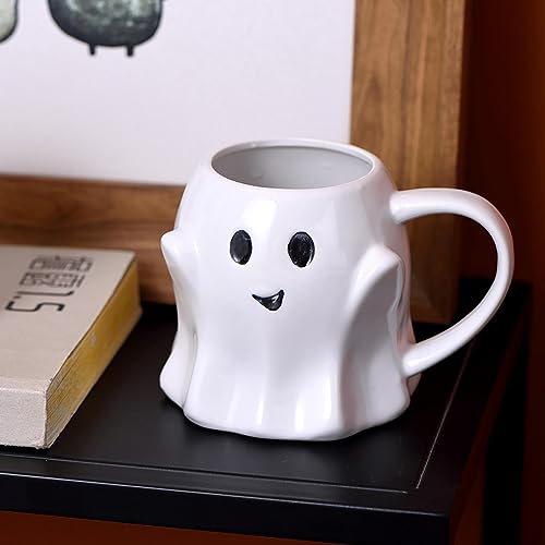Geistertasse Kaffee, Ghost-Coffee Mug, Geister Tasse, Weiße Halloween Geister Tasse, Halloween Geist Keramik Ghostface Tasse, Niedliche Cartoon Geister Tassen von Bitong