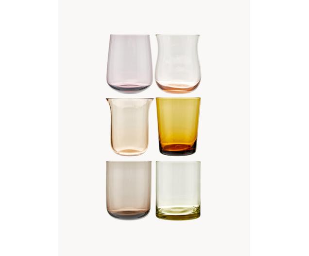 Mundgeblasene Wassergläser Diseguale in unterschiedlichen Farben und Formen, 6er-Set von Bitossi Home
