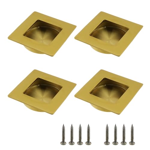 Bitray 4 Stück versenkte Fingergriffe aus Edelstahl, Scheunentürgriffe, goldfarben, quadratisch, für Schiebetürschrank Bitray 4 Stück versenkte Fingergriffe aus Edelstahl, Scheunentürgriffe, goldfarben, quadratisch, für Schiebetürschrank von Bitray