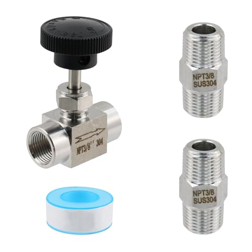 Bitray Nadelventil mit Innengewinde, 3/8 NPT, Edelstahl, gerade Nadelventile, Gasnadelventil von Bitray