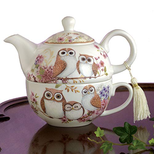 Bits and Pieces Home and Kitchen Décor-Tea for One Eulen Porzellan Teekanne und Tasse – Entzückendes Eulen-Design mit zarter Quaste am Teekannengriff Bits and Pieces Home and Kitchen Décor-Tea for One Eulen Porzellan Teekanne und Tasse – Entzückendes Eulen-Design mit zarter Quaste am Teekannengriff von Bits and Pieces