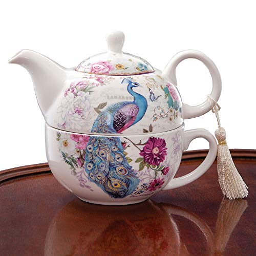 Bits and Pieces - "Tea For One" Teekanne und Tasse Set mit Pfau Optik - Porzellan mit elegantem Pfau-Design - Wunderschönes Wohnungsdeko - Inklusive verzierter Geschenkbox Bits and Pieces - "Tea For One" Teekanne und Tasse Set mit Pfau Optik - Porzellan mit elegantem Pfau-Design - Wunderschönes Wohnungsdeko - Inklusive verzierter Geschenkbox von Bits and Pieces