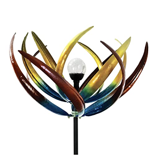 Tulip Solar-Windrad, Mehrfarbig, solarbetrieben, mit Glaskugel mit Licht in wechselnden Farben, aus Metall und Stahl von Bits and Pieces