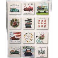Farm Fresh - Roter Lkw Blauer Magneten 2 "x 2" von BitsofSunshineDesign