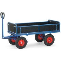 fetra® Handpritschenwagen mit 3 abklappbaren Wänden, Ladefläche 800 x 1.200 mm, TK 1.000 kg, Luft-Bereifung von fetra®