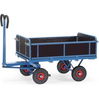 fetra® Handpritschenwagen mit 3 abklappbaren Wänden, Ladefläche 800 x 1.200 mm, TK 700 kg, Luft-Bereifung von fetra®