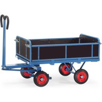 fetra® Handpritschenwagen mit 3 abklappbaren Wänden, Ladefläche 800 x 1.200 mm, TK 700 kg, Vollgummi-Bereifung von fetra®