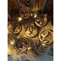 Handgemachte 3D Weihnachtskugel I Christbaumkugel Weihnachtschmuck Christbaumschmuck Aus Holz | Winterlandschaft von BitterwolfsHandmade