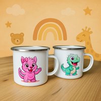 Personalisierte Kinder Emaille Tasse Mit Namen - Motiv | Geschenk Kindergarten Schule Camping Kinderbecher von BitterwolfsHandmade