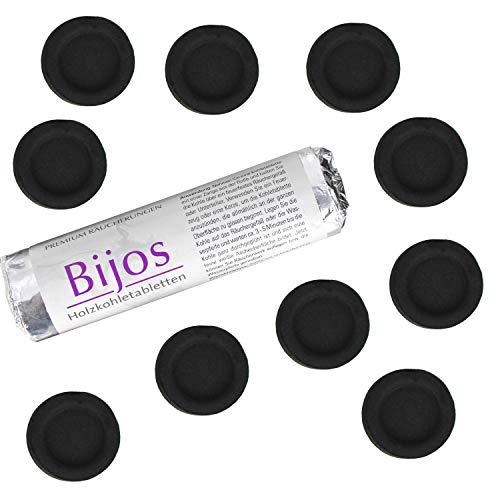 Bijos Holzkohletabletten 50 mm, Premium Räucherkohle aus Bambusholz, schnellzündend Räucherzubehör von Bitto