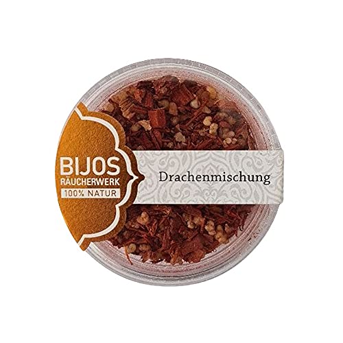 Bijos Räuchermischung Räucherwerk im 50 ml PS-Glas DRACHENMISCHUNG - der wohlwollende Drache bringt mit Seiner Kraft und Güte Glück und Segen zu den Menschen, 17 g von Bitto