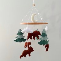 Bär Babymobile | Waldland Mobile Mit Bäumen, Wolken & Mond Wald Kinderzimmer Dekor Handgemachte Filz Für Baby Mädchen Oder Jungen Bär Babymobile | Waldland Mobile Mit Bäumen, Wolken & Mond Wald Kinderzimmer Dekor Handgemachte Filz Für Baby Mädchen Oder Jungen von BittoriBabyMobile