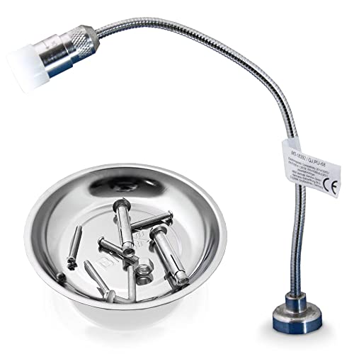Bituxx LED Arbeitsleuchte felxible Arbeitslampe mit Magnetfuß und Schwanenhals + Magnetschale Magnetteller Metallschale Ø150mm von BITUXX