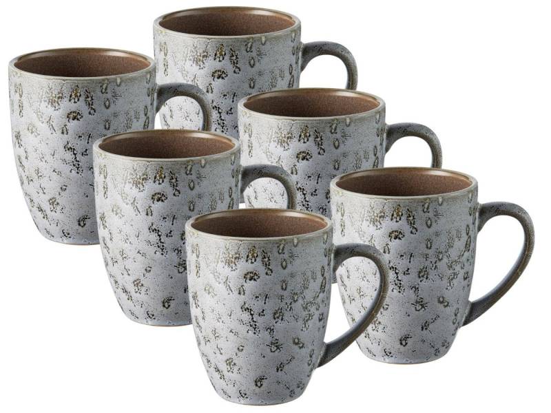 Bitz Geschirr-Set Becher mit Henkel matt grey / shiny grey 0,3l Set6, Steinzeug von Bitz