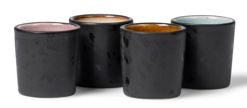 Bitz Geschirr-Set Eierbecher Set 4tlg., Steinzeug, Eierbecher-Set 4 Stck 5,2 x 5 cm Steinzeug Schwarz/Amber/ros von Bitz