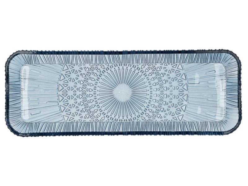 Bitz Servierplatte Kusintha Servierplatte rechteckig blau 38 x 14cm, Soda-lime glas, (Platten), Servierplatte rechteckig Kusintha 38 x 14 cm Blau von Bitz