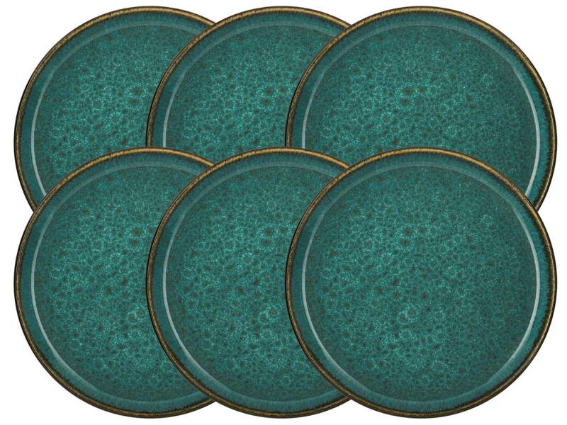 Bitz Teller-Set Frühstücksteller matt green / shiny green 21 cm Set6, Steinzeug von Bitz