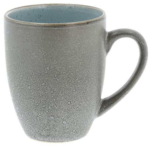 BITZ Kaffeetasse/Kaffeebecher, Tasse aus robustem Steinzeug, 30 cl, grau außen/hellblau innen von BITZ