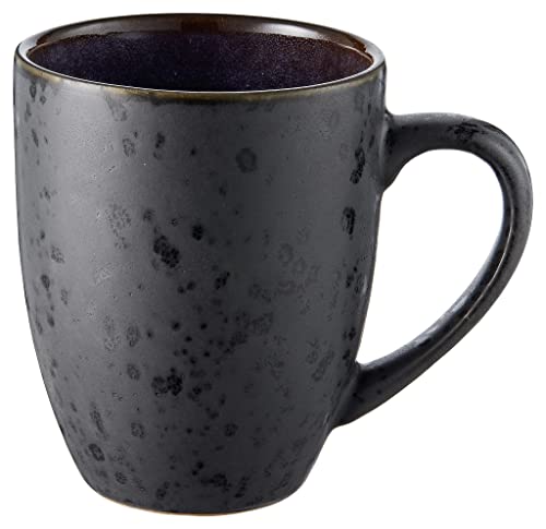 BITZ Kaffeetasse/Kaffeebecher, Tasse aus robustem Steinzeug, 30 cl, schwarz außen/dunkelblau innen von BITZ