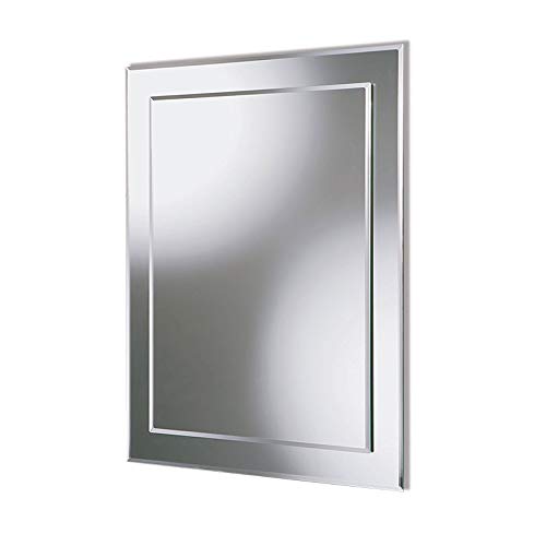 Abgeschrägter Badspiegel 500 x 700 mm Wandmontage vertikal oder horizontal inkl. Wandbefestigung von Biubiubath