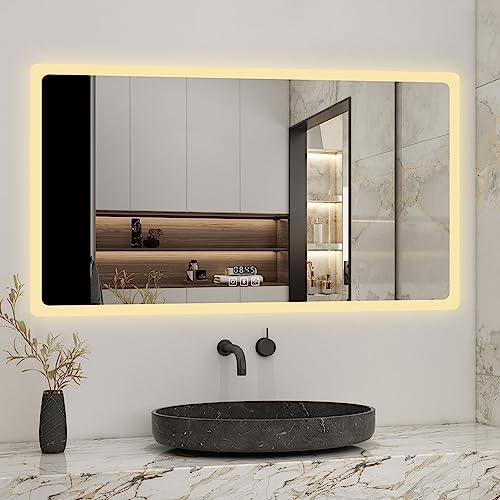 Biubiubath 160x80cm LED Badspiegel mit Bluetooth und Uhr,Badspiegel mit Beleuchtung,Touch,Beschlagfrei,Badezimmerspiegel mit 3 Lichtfarbe 2700-6500K Dimmbar,IP44 von Biubiubath