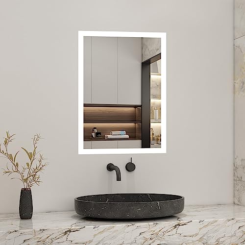 Biubiubath 50x70cm LED Badspiegel mit Touch-Schalter,Badspiegel mit Beleuchtung,Beschlagfrei,Badezimmerspiegel mit Kaltweiß,IP44 von Biubiubath