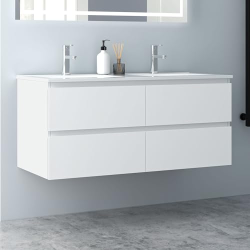 Biubiubath Badezimmermöbel 120cm Keramik Waschtisch mit Unterschrank Badmöbel Set Badezimmerschränke mit 4 Soft-Close Schubladen Weiß Matt Biubiubath Badezimmermöbel 120cm Keramik Waschtisch mit Unterschrank Badmöbel Set Badezimmerschränke mit 4 Soft-Close Schubladen Weiß Matt von Biubiubath