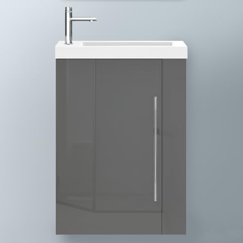 Biubiubath Badezimmerschränke 45cm Mineralguss Waschtisch mit Unterschrank Hängeschrank Hochglanz Dunkelgrau Badschrank mit 1 Soft-Close Türen Biubiubath Badezimmerschränke 45cm Mineralguss Waschtisch mit Unterschrank Hängeschrank Hochglanz Dunkelgrau Badschrank mit 1 Soft-Close Türen von Biubiubath