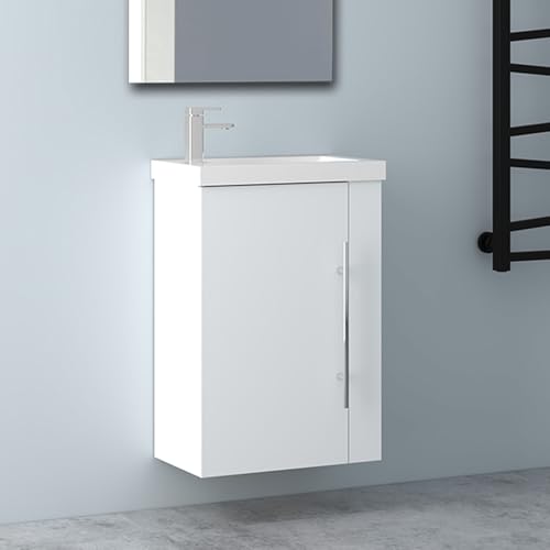 Biubiubath Badezimmerschränke 45cm Mineralguss Waschtisch mit Unterschrank Hängeschrank Matt Weiß Badschrank mit 1 Soft-Close Türen Biubiubath Badezimmerschränke 45cm Mineralguss Waschtisch mit Unterschrank Hängeschrank Matt Weiß Badschrank mit 1 Soft-Close Türen von Biubiubath