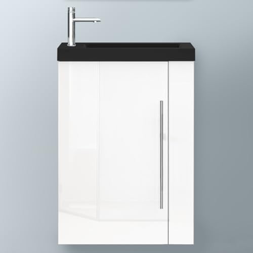 Biubiubath Badezimmerschränke 45cm Schwarz Mineralguss Waschtisch mit Unterschrank Hängeschrank Hochglanz Weiß Badschrank mit 1 Soft-Close Türen Biubiubath Badezimmerschränke 45cm Schwarz Mineralguss Waschtisch mit Unterschrank Hängeschrank Hochglanz Weiß Badschrank mit 1 Soft-Close Türen von Biubiubath