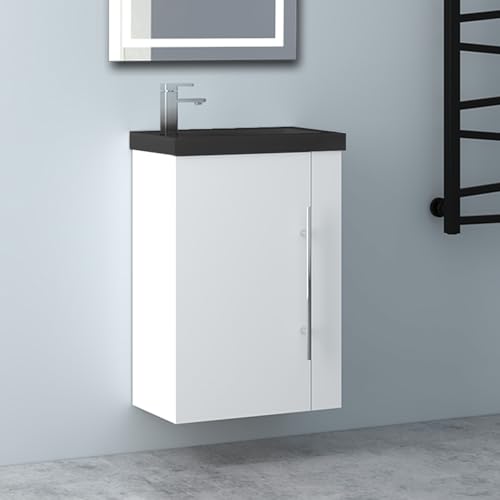 Biubiubath Badezimmerschränke 45cm Schwarz Mineralguss Waschtisch mit Unterschrank Hängeschrank Matt Weiß Badschrank mit 1 Soft-Close Türen Biubiubath Badezimmerschränke 45cm Schwarz Mineralguss Waschtisch mit Unterschrank Hängeschrank Matt Weiß Badschrank mit 1 Soft-Close Türen von Biubiubath