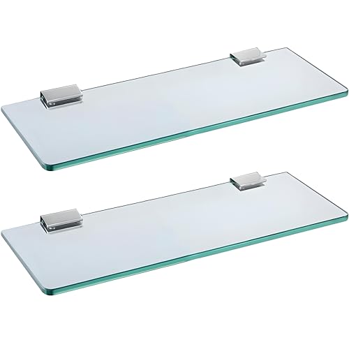 Biutimarden 2PC Badezimmerregal 30 cm Aus Gehärtetes Glas Wandmontage 5 MM Extra Dicke Duschablage Glas Schwebendes Regal Mit Edelstahl Chrom Halterung von Biutimarden