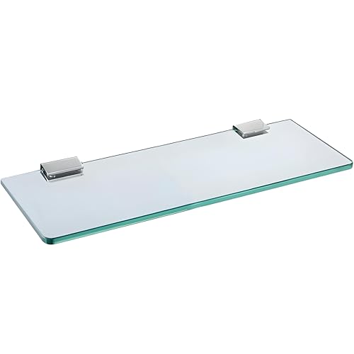 Biutimarden Badezimmerregal 30 cm Aus Gehärtetes Glas Wandmontage 5 MM Extra Dicke Duschablage Glas Schwebendes Regal Mit Edelstahl Chrom Halterung von Biutimarden