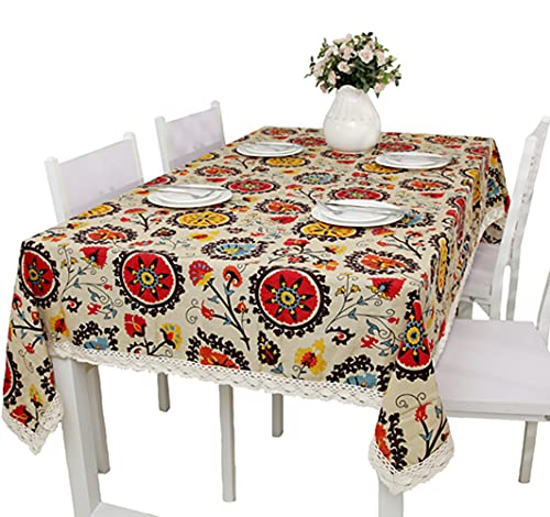 Biutimarden Tischdecke rechteckige Baumwolle Home & Kitchen, Bohemia Tischdecke für Esszimmer Picknick im Freien in der Tür, Tischdecken wischen sauber Platz für Hochzeiten Geburtstagsfeier von Biutimarden