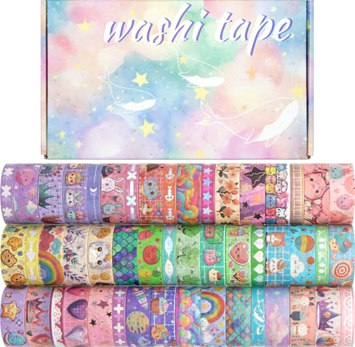 Biuunsf 50 Rollen Washi Tape Set, Silbernes Washi Tape für Scrapbooking, Bullet Journal, Planer, Geschenk, Regenbogen Maskierungsband für Kinder Biuunsf 50 Rollen Washi Tape Set, Silbernes Washi Tape für Scrapbooking, Bullet Journal, Planer, Geschenk, Regenbogen Maskierungsband für Kinder von Biuunsf