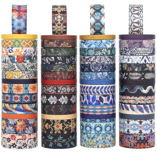 Biuunsf 44 Rollen Washi Tape Set, 10 mm und 15 mm Breites Gerastertes Farbiges Masking Tape für Scrapbooking Zubehör, DIY Crafts, Journal Zubehör, Planer, Junk Journal (Minimalist) von Biuunsf